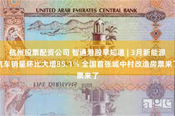 杭州股票配资公司 智通港股早知道 | 3月新能源汽车销量环比大增85.1% 全国首张城中村改造房票来了