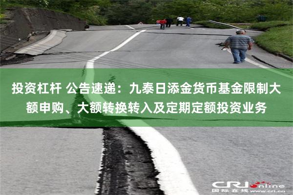 投资杠杆 公告速递：九泰日添金货币基金限制大额申购、大额转换转入及定期定额投资业务