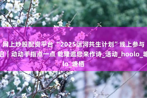 网上炒股配资平台 “2025运河共生计划”线上参与开启｜动动手指点一点 乾隆邀您来作诗_活动_hoolo_塘栖
