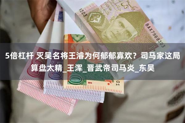 5倍杠杆 灭吴名将王濬为何郁郁寡欢？司马家这局算盘太精_王浑_晋武帝司马炎_东吴